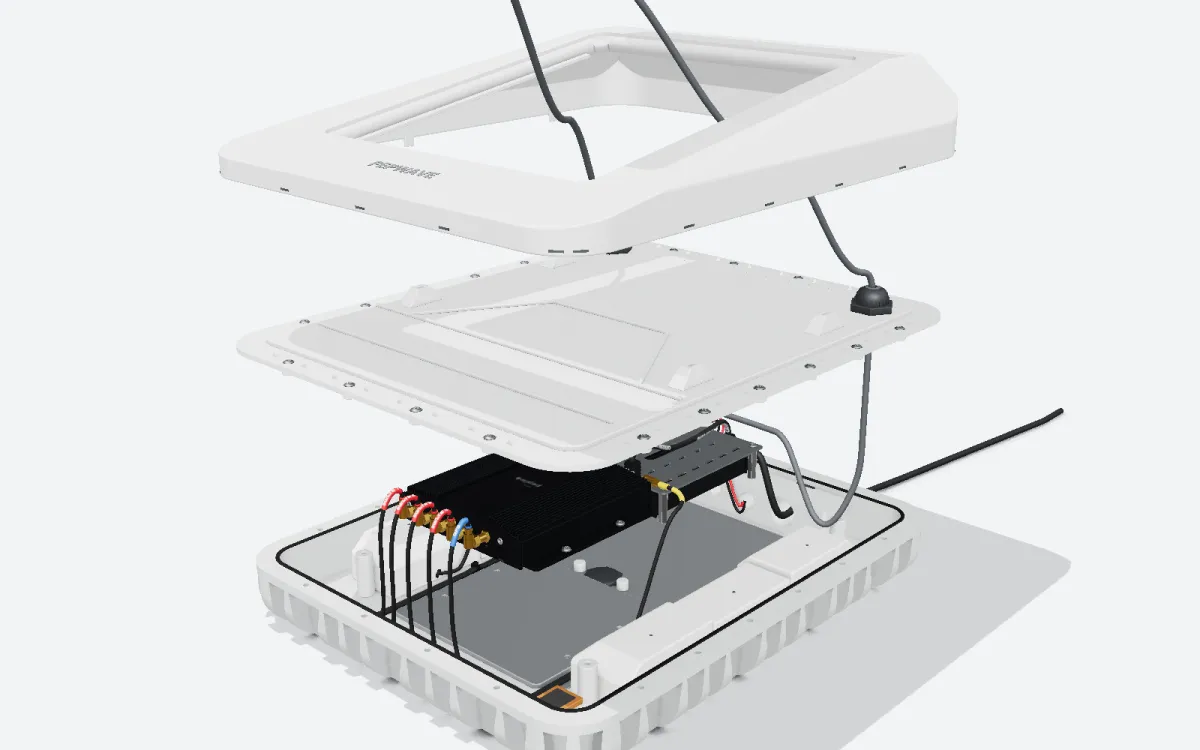 Exploded view of the Antenna MAX S enclosure kit