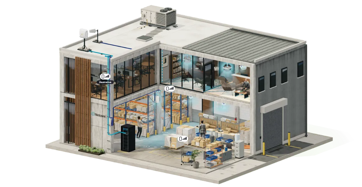 Office and warehouse with the finished system in place