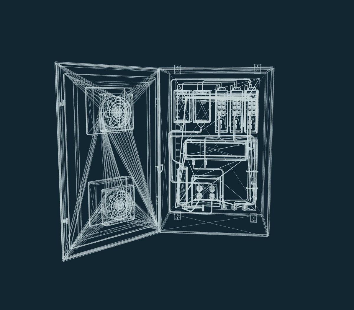 3D design view of the reference enclosure model