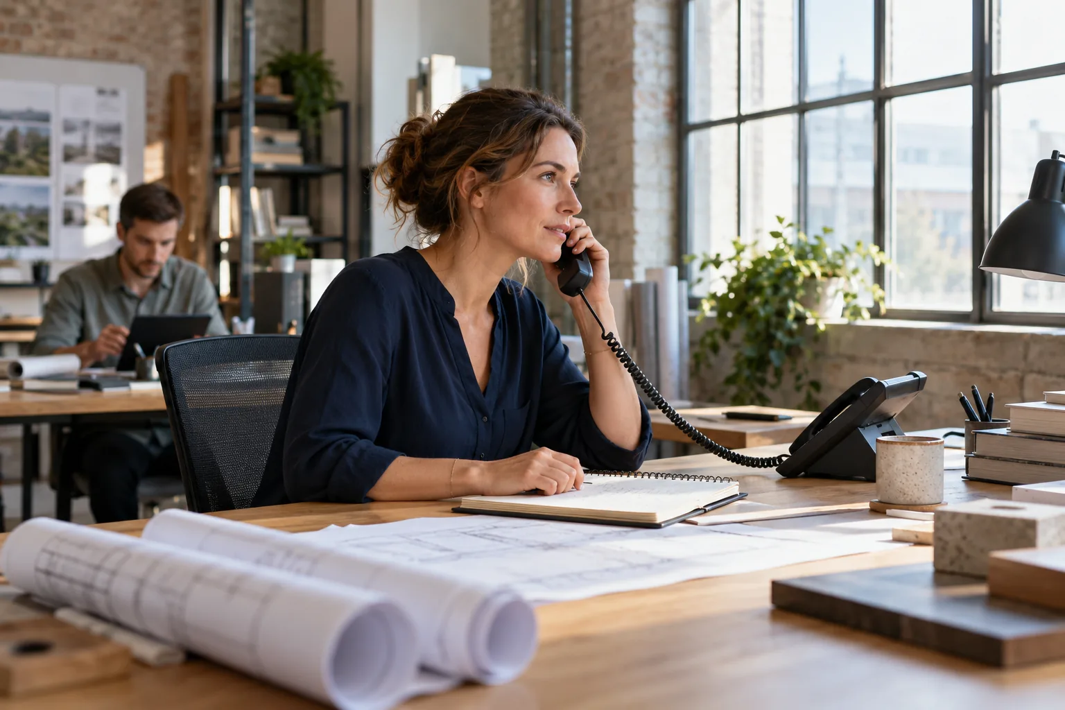 Professional taking a business call in a daylight office