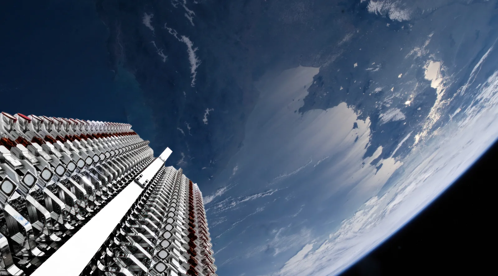 Starlink satellite in orbit, official partner artwork