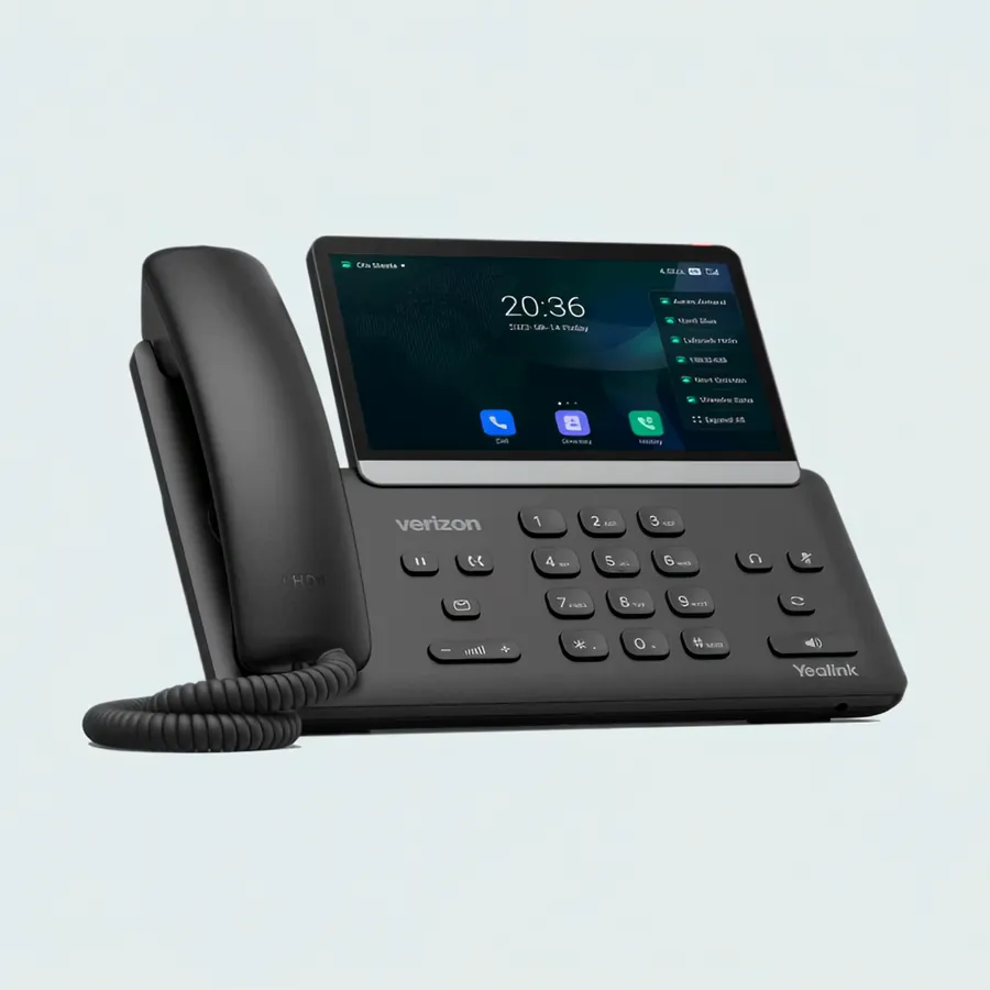 Yealink T77LTE desk phone turning from a front view to a three-quarter view